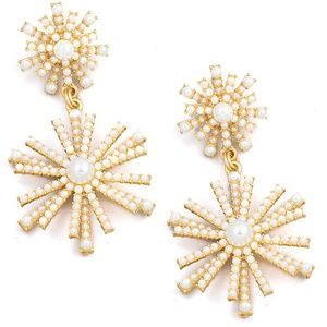 Faux Pearl + Gold Starburst Earrings